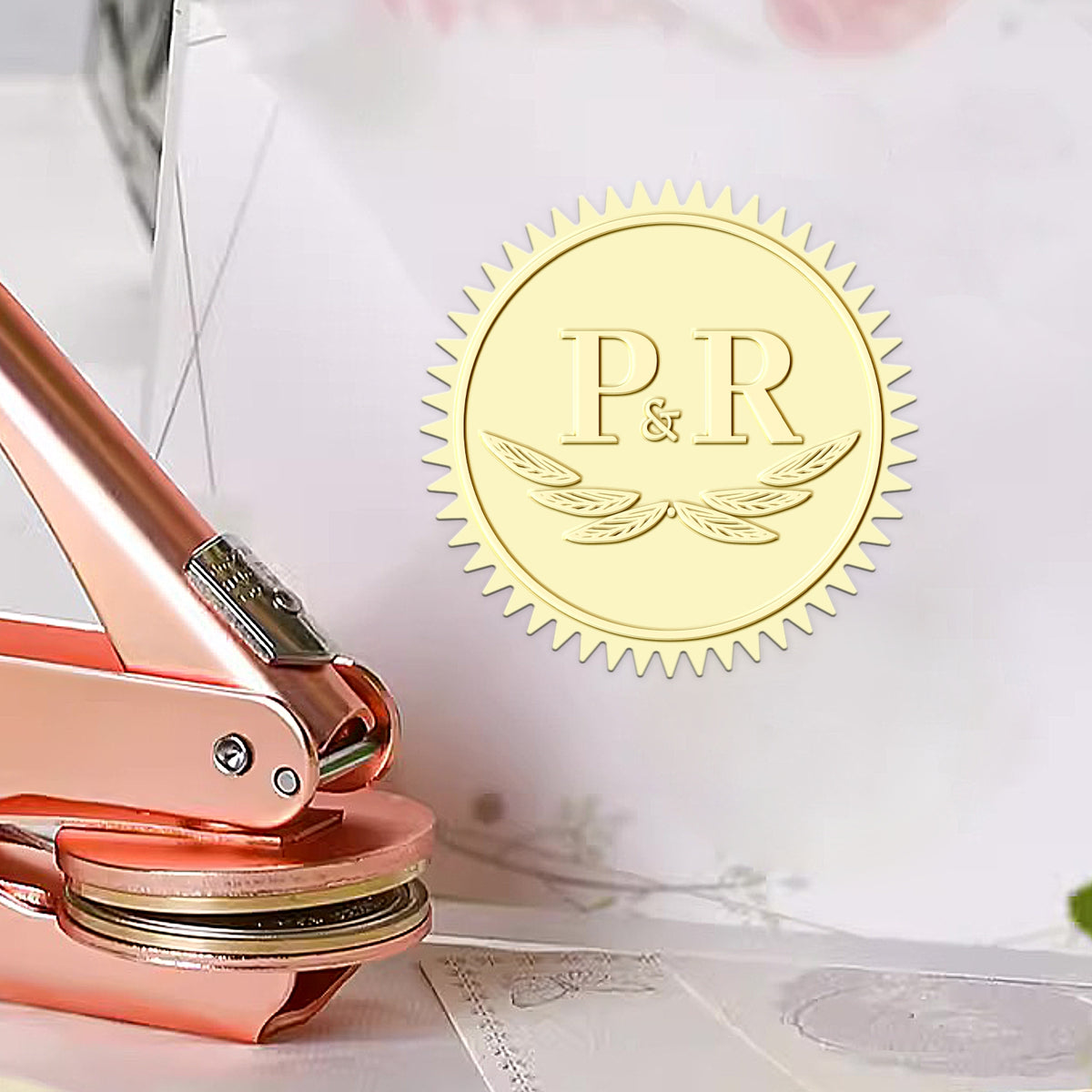 Custom Wing Wedding Monogram Embosser 1-101