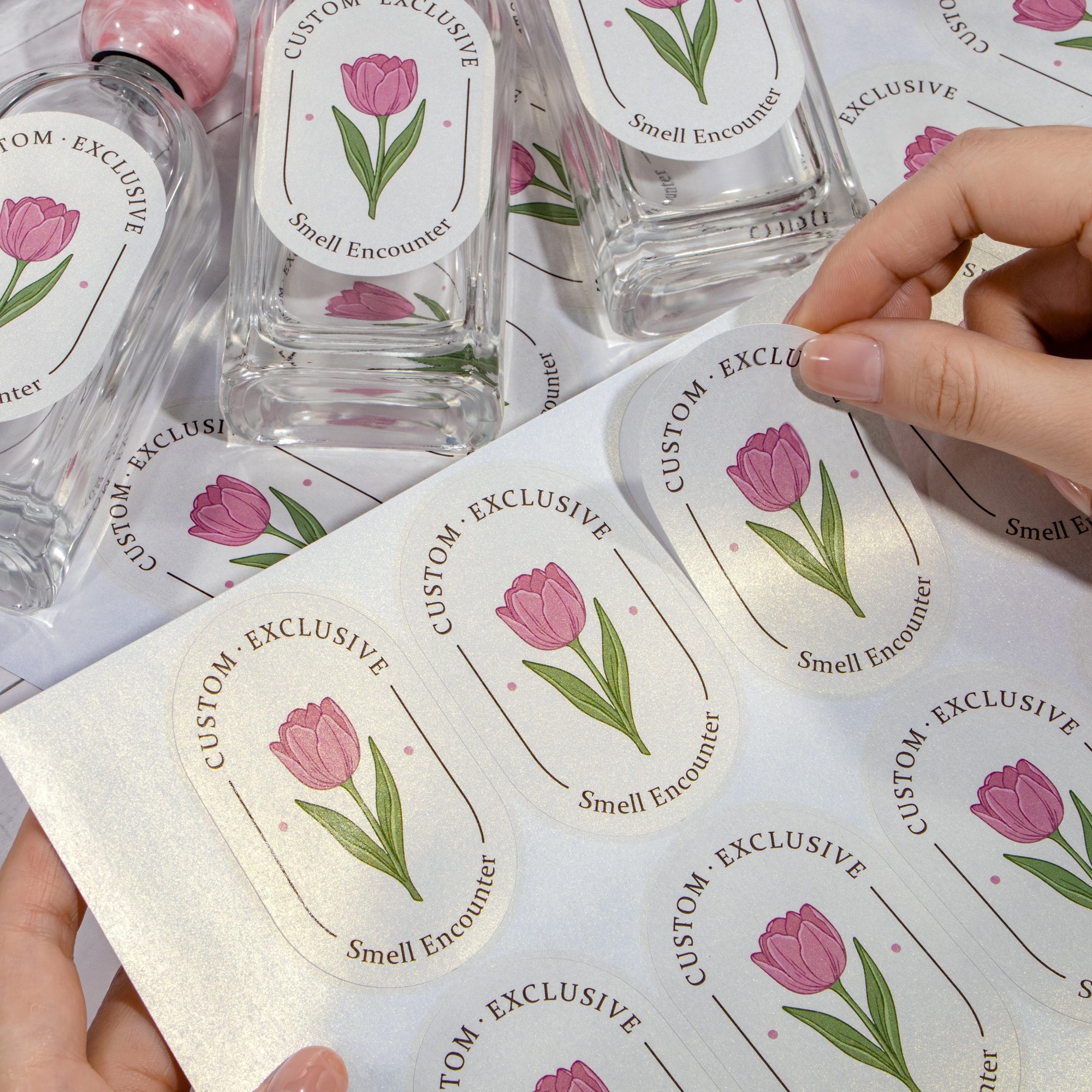 Personalisiert Perlglanz Logo Sticker6