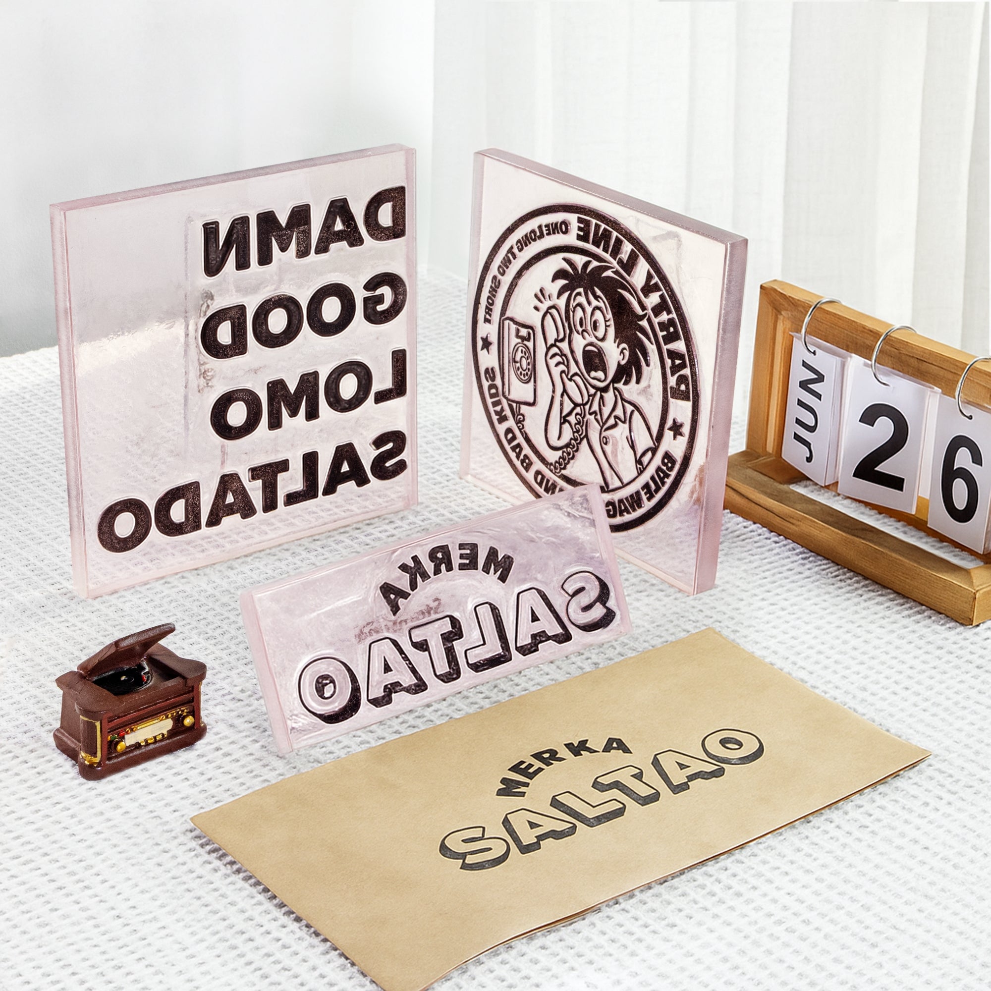 Extra LARGE Size Custom Acrylic Rubber Stamps multi