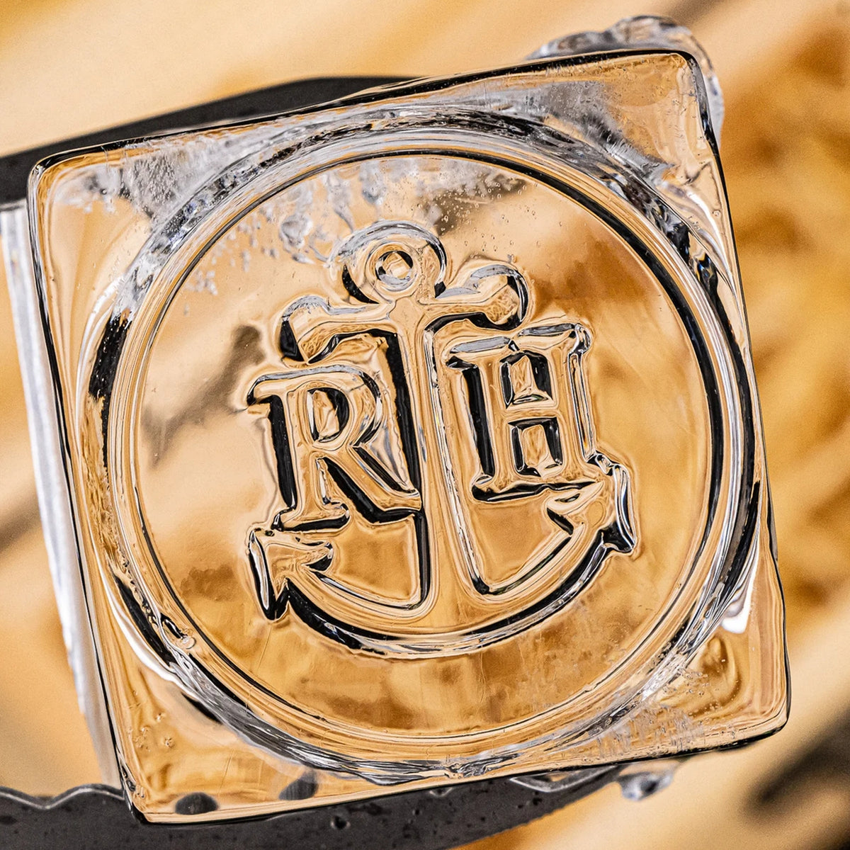 Quadratischer Lorbeer Doppel Monogramm Messing Eis Stempel für Barkeeper & Planer1