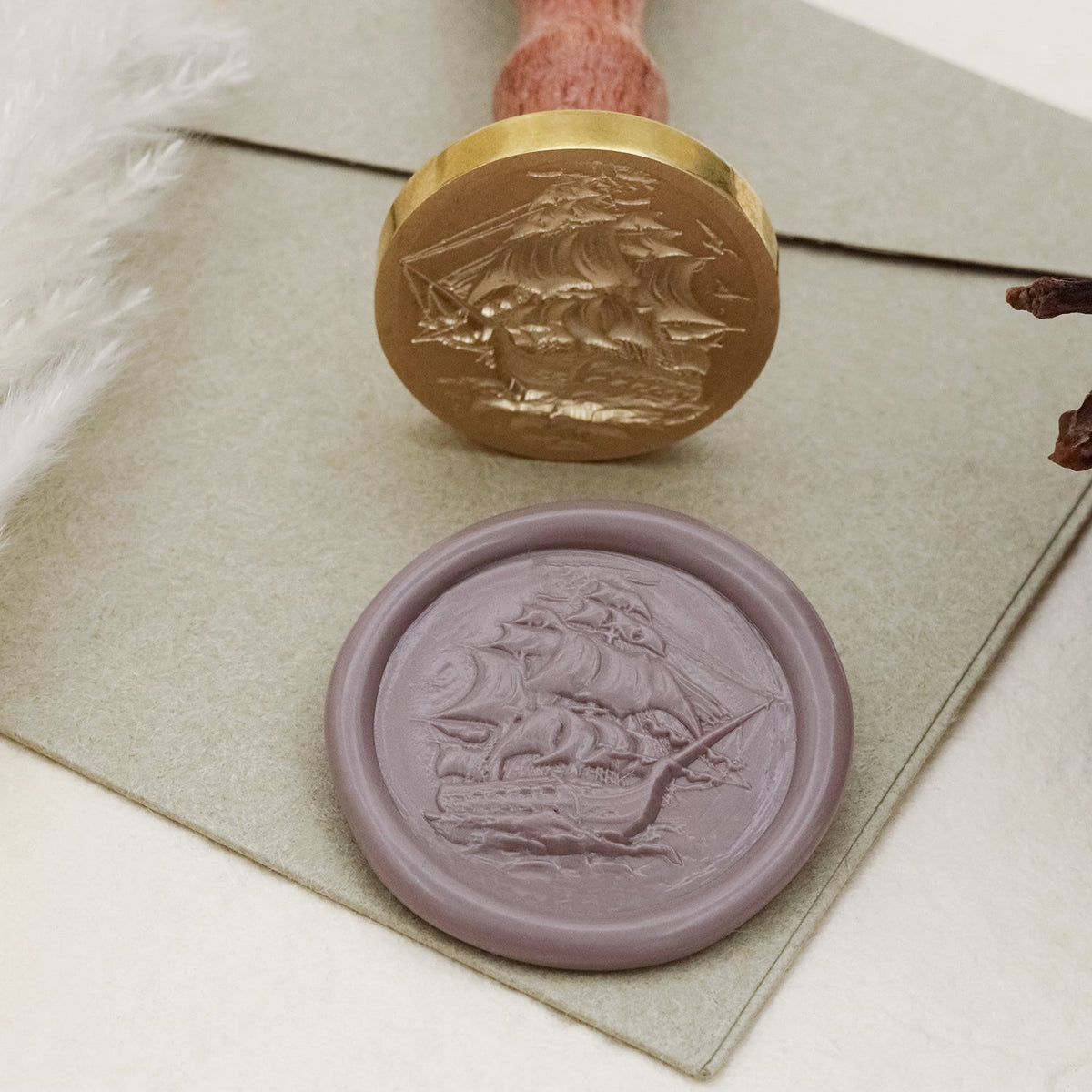 Stamprints 3D Reliefprägung Segelschiff Siegelwachs Siegelstempel Stempel 1