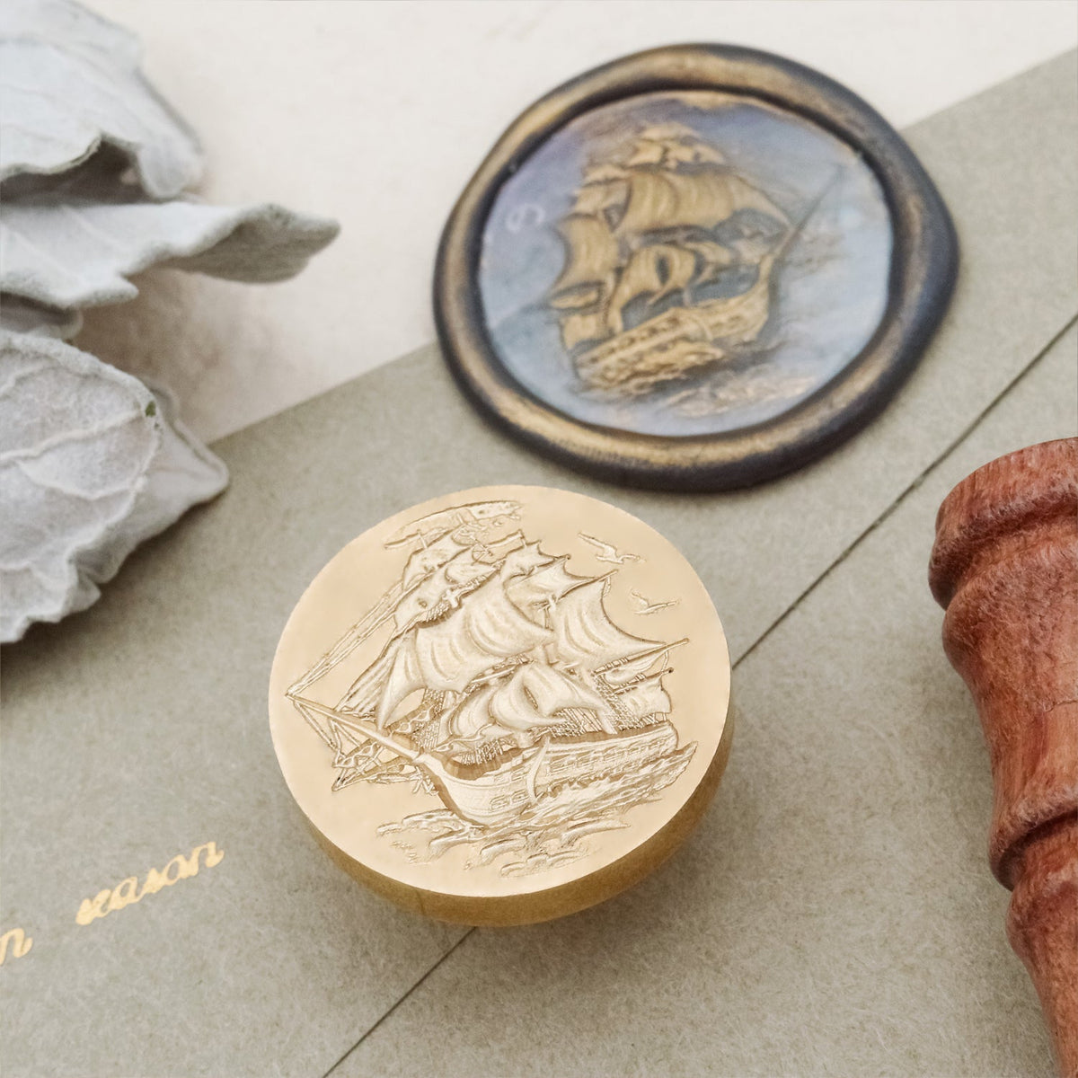 Stamprints 3D Reliefprägung Segelschiff Siegelwachs Siegelstempel